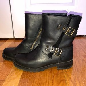 Ugg black leather winter boots